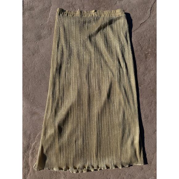 True vintage gold metallic pleated maxi skirt by Jessica Howard - Picture 5 of 7